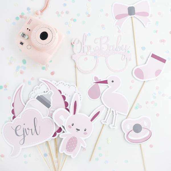 Baby Shower Pink Photo Props - Set of 13