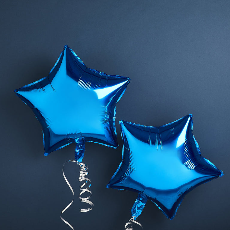 Blue Foil Star Balloons - Set of 2 - Fancy Parties