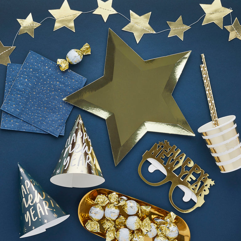 Gold Metallic Star Plate - Set of 8