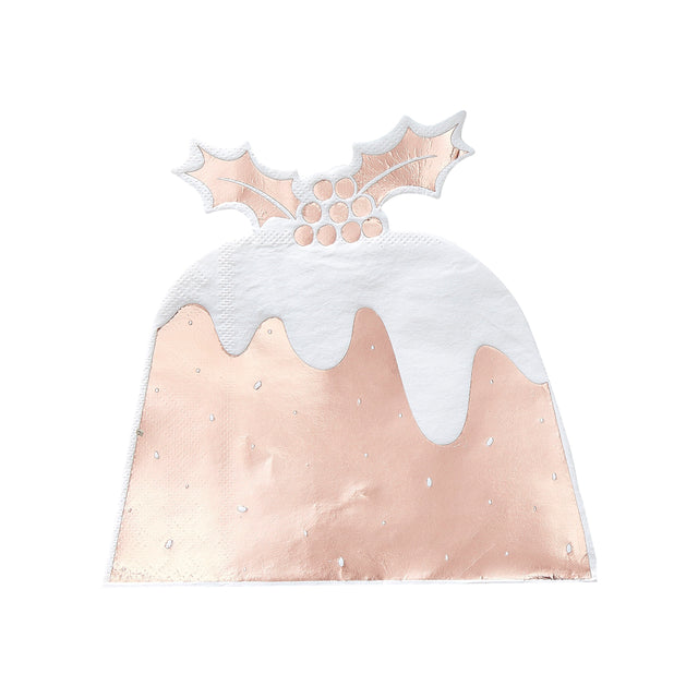 Rose Gold Foiled Christmas Pudding Napkin