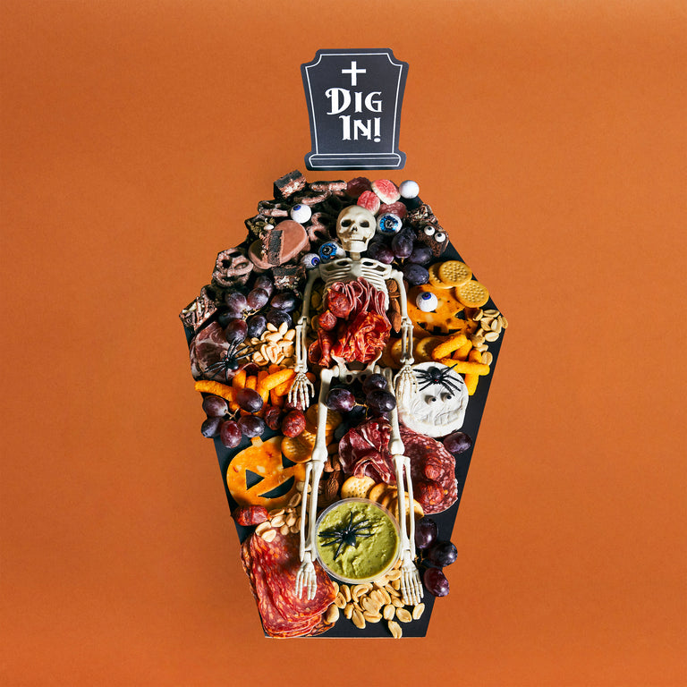 Black Coffin Grazing Board with Card Sign