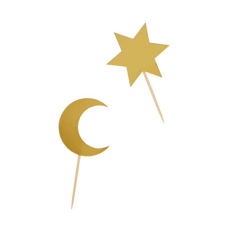Moon and Star Food Picks - Set of 12 - Fancy Parties