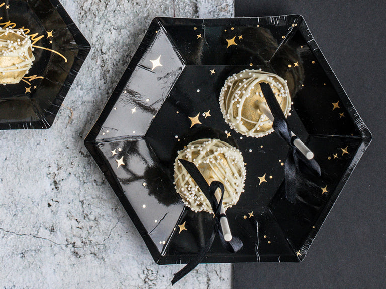 Black and Gold Star Paper Plates