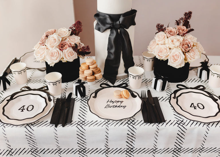 White Bows Disposable Table Cover