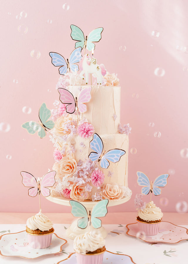 Pastel Butterflies Cake Toppers