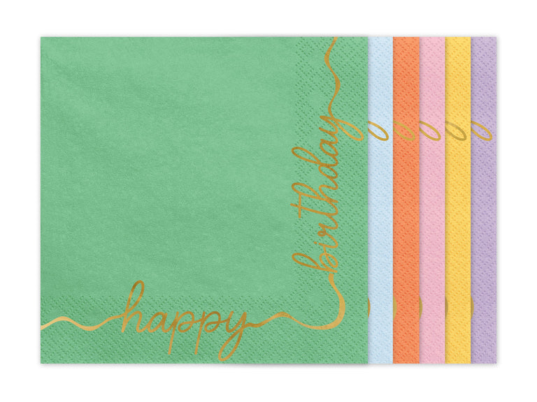 Bright Pastel Happy Birthday Paper Napkins