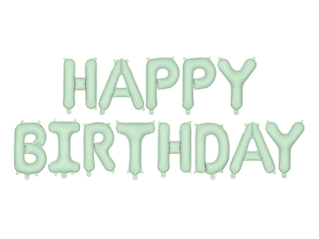 Pastel Green Happy Birthday Foil Balloons