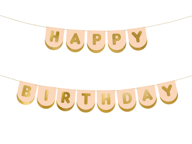 Peach Happy Birthday Banner