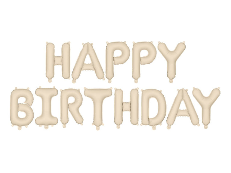 Beige Happy Birthday Foil Balloon