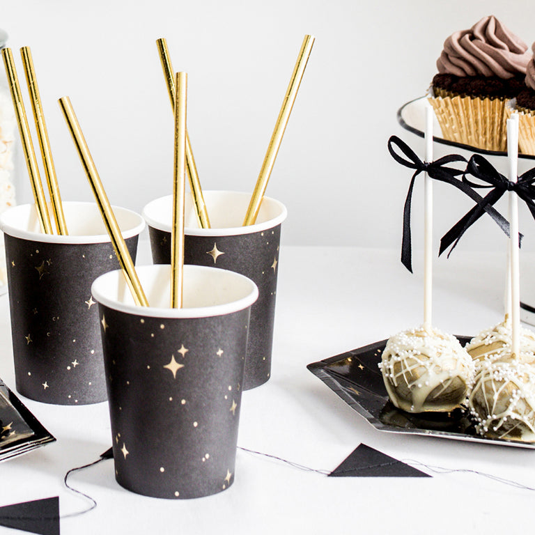 Black and Gold Star Paper Cups