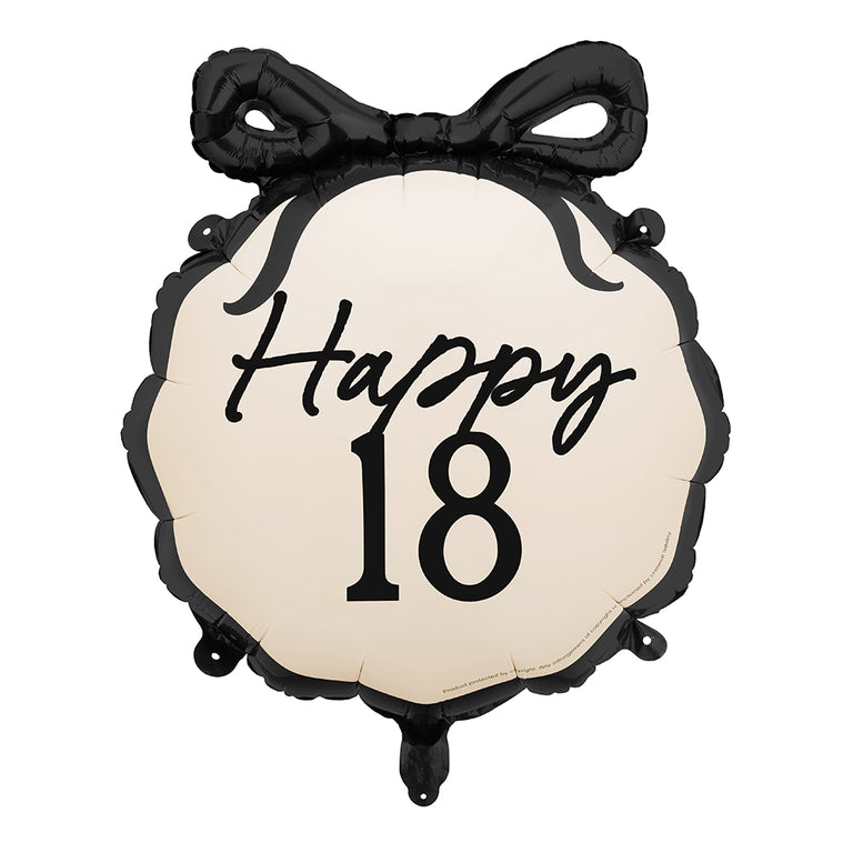 Cream Bow Happy 18 Foil Balloon