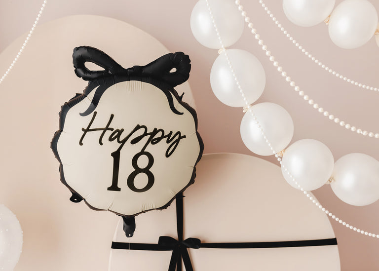 Cream Bow Happy 18 Foil Balloon