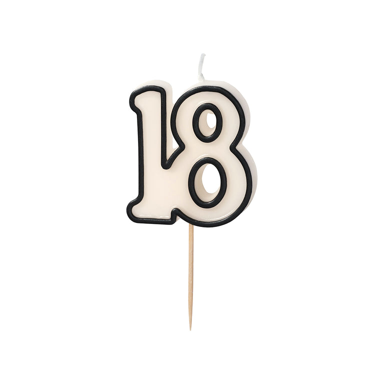 Black and Cream Number 18 Candle
