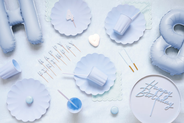 Light Blue Scalloped Plastic Cups