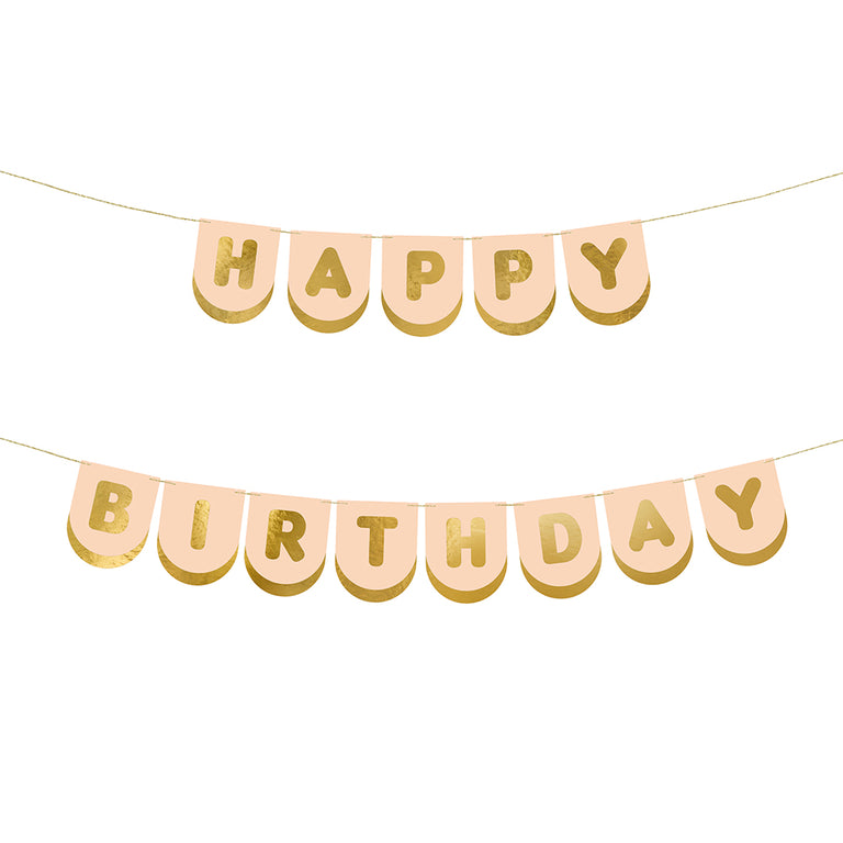 Peach Happy Birthday Banner