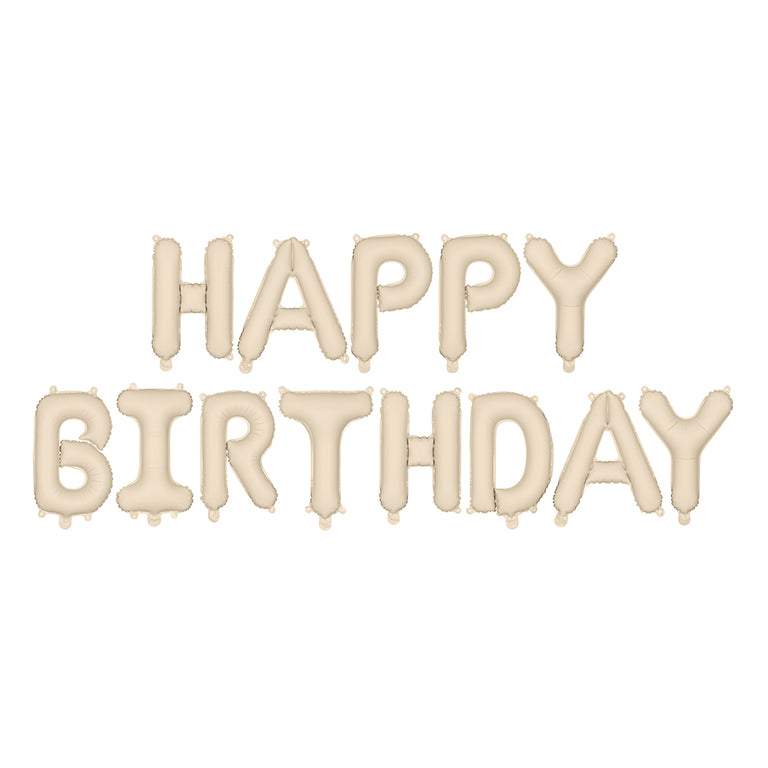 Beige Happy Birthday Foil Balloon