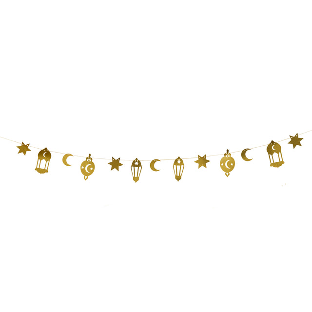 Gold Lantern and Crescent Moon Banner