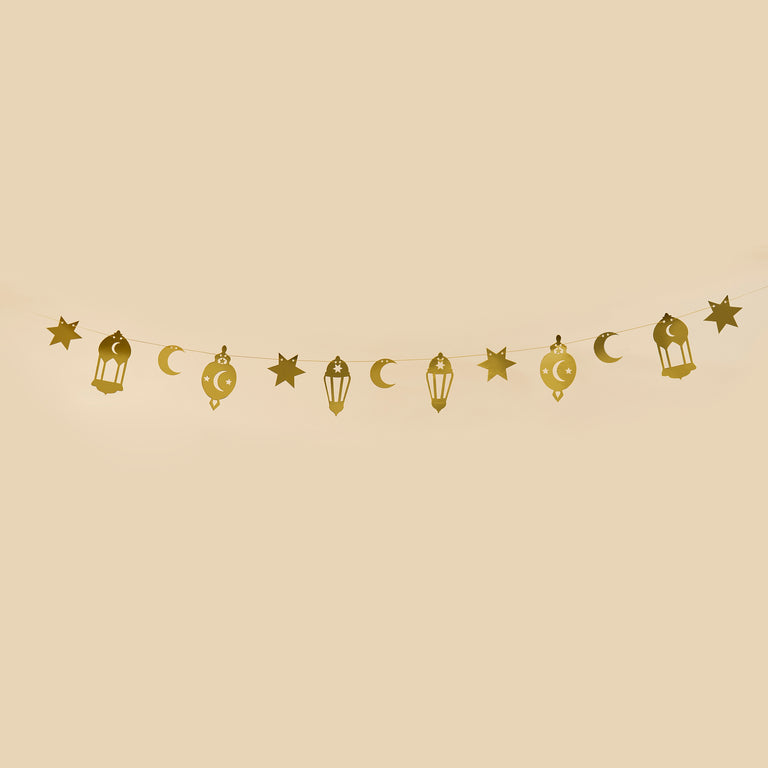 Gold Lantern and Crescent Moon Banner