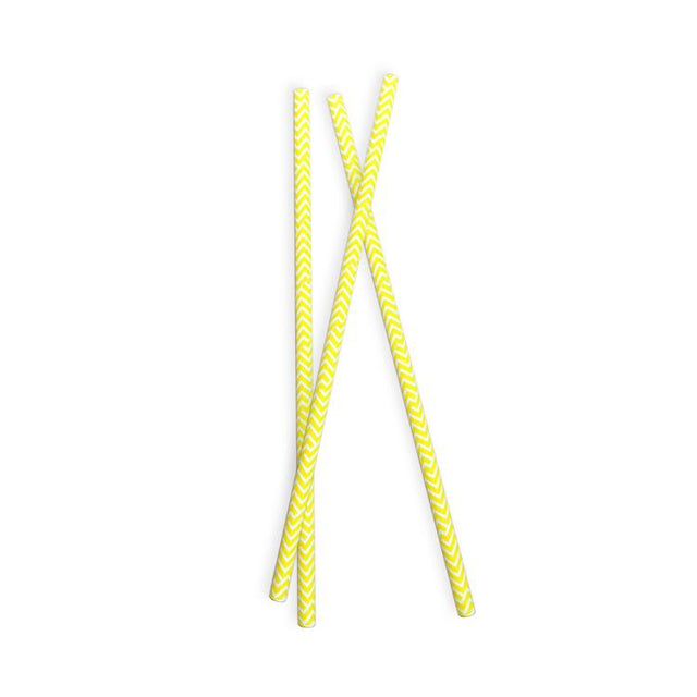 Yellow Chevron Paper Straws - Set of 25