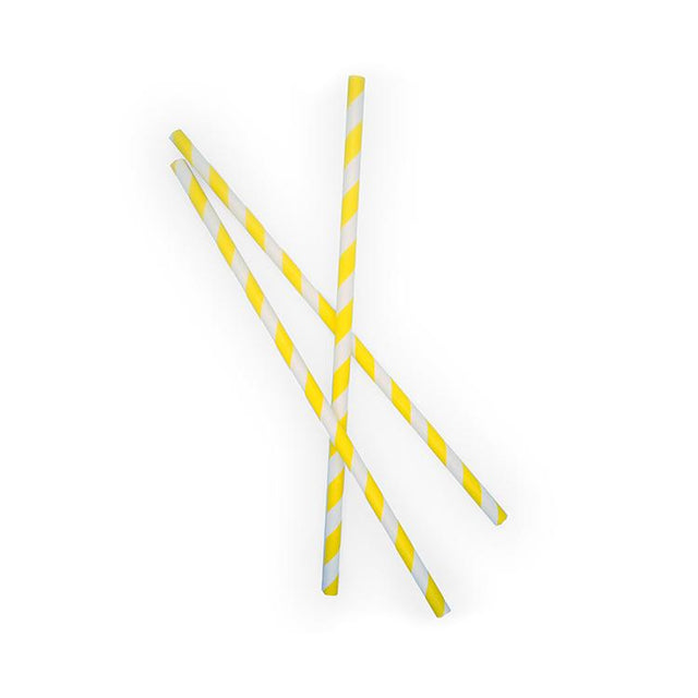 Yellow Striped Paper Straws - Set of 25