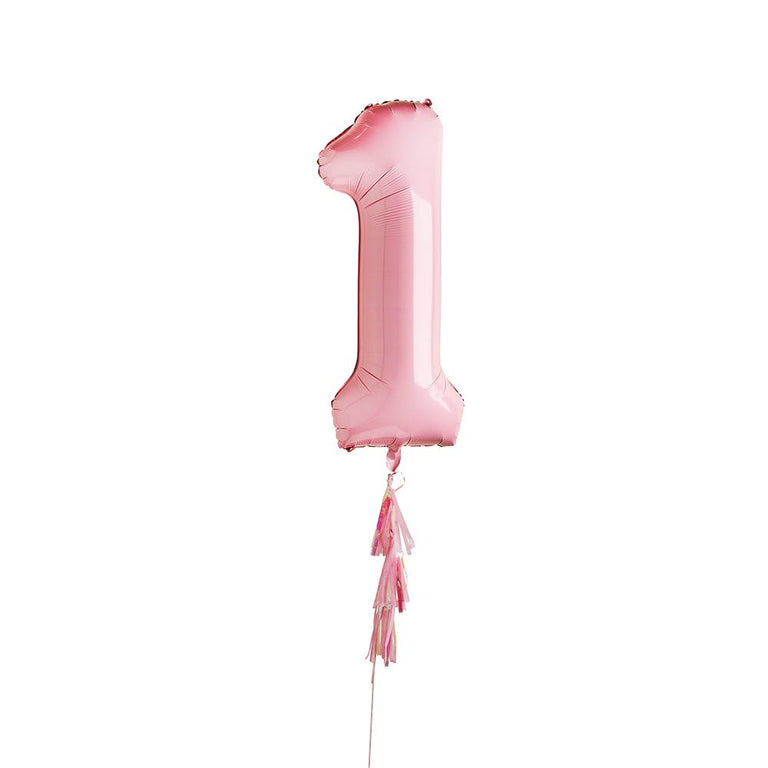 Large Pastel Pink Number 1 Foil Balloon