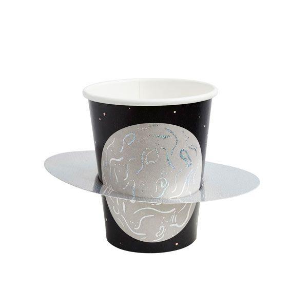 Black Planet Standard Paper Cups - Set of 8