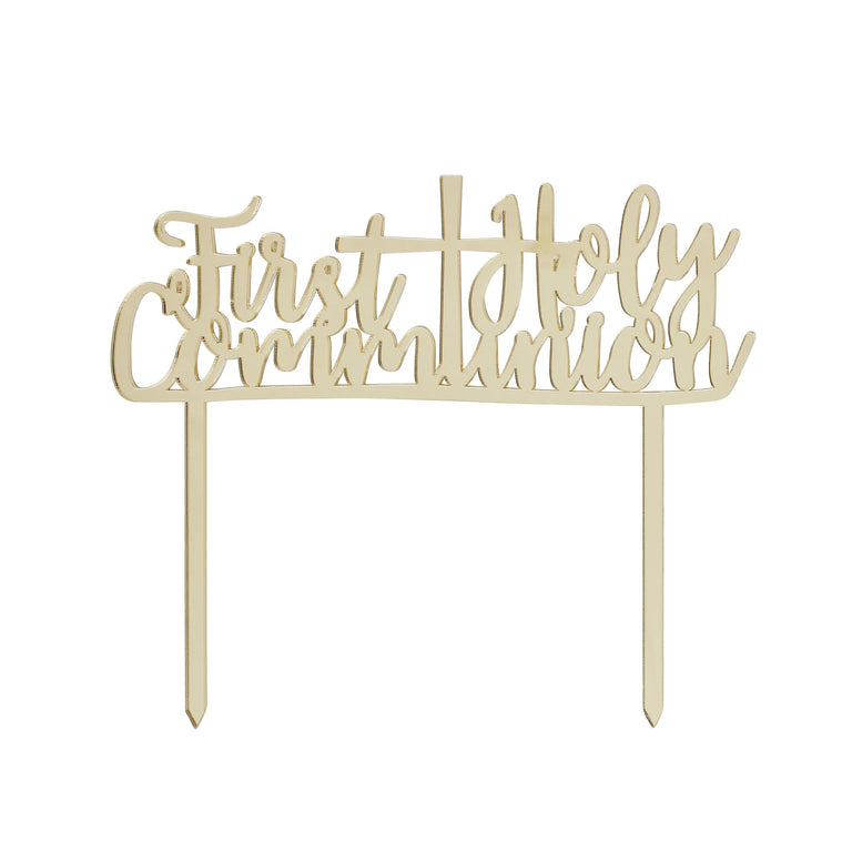 Gold First Holy Communion Cake Topper