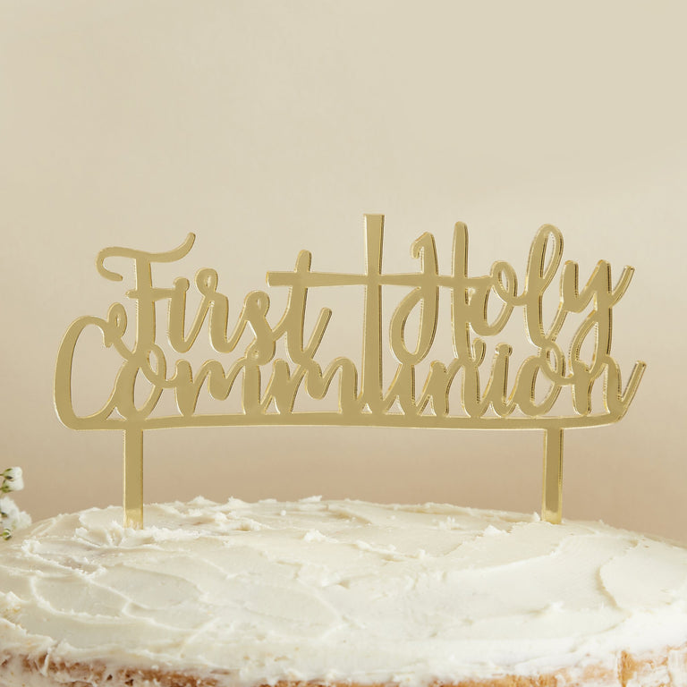 Gold First Holy Communion Cake Topper