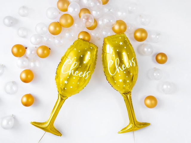 Gold Champagne Glass Foil Balloon - Set of 1
