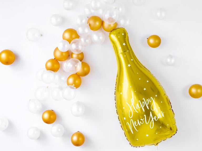 Large Gold Foil Happy New Year Bottle Balloon - Set of 1