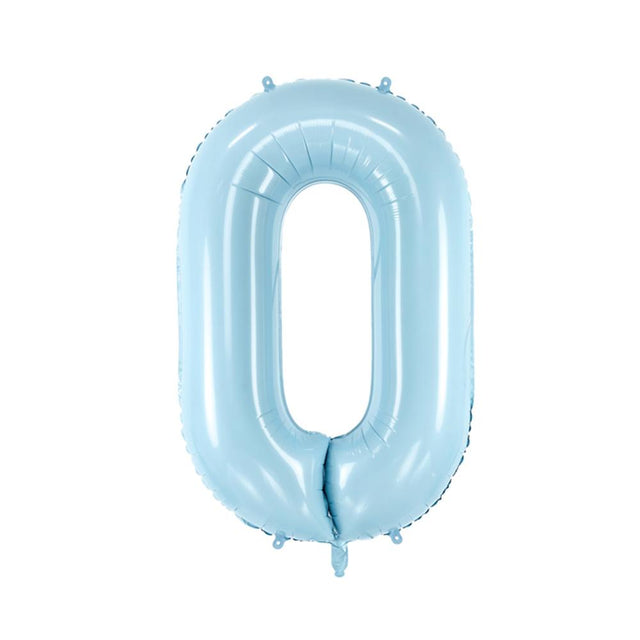 Large Pastel Blue Number 0 Foil Balloon