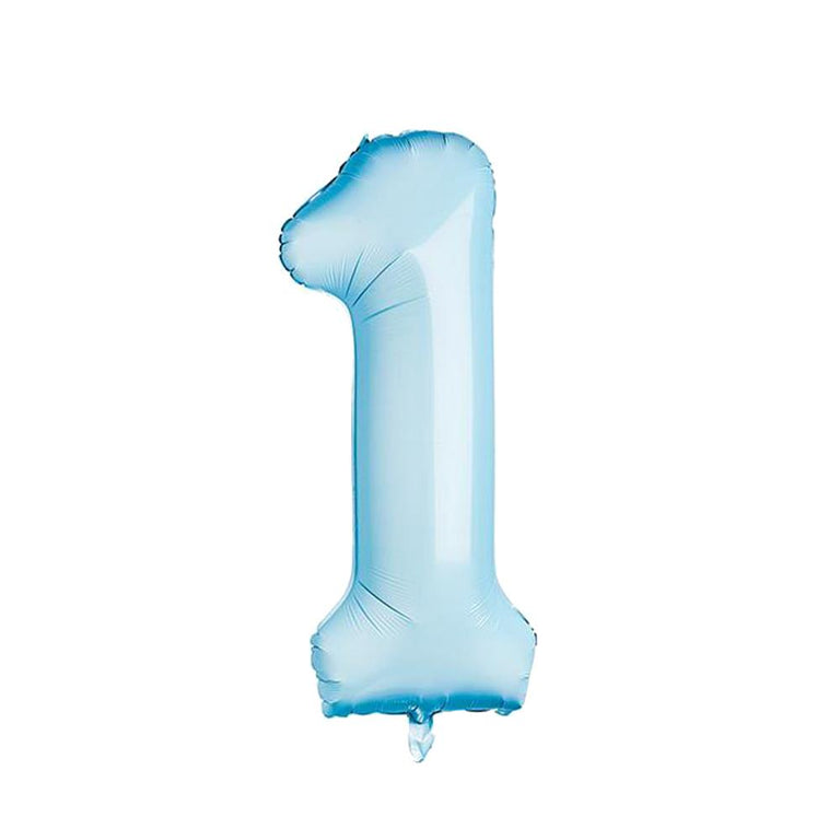 Large Pastel Blue Number 1 Foil Balloon