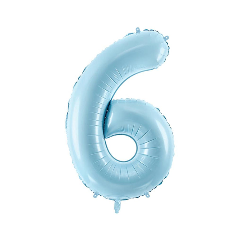 Large Pastel Blue Number 6 Foil Balloon