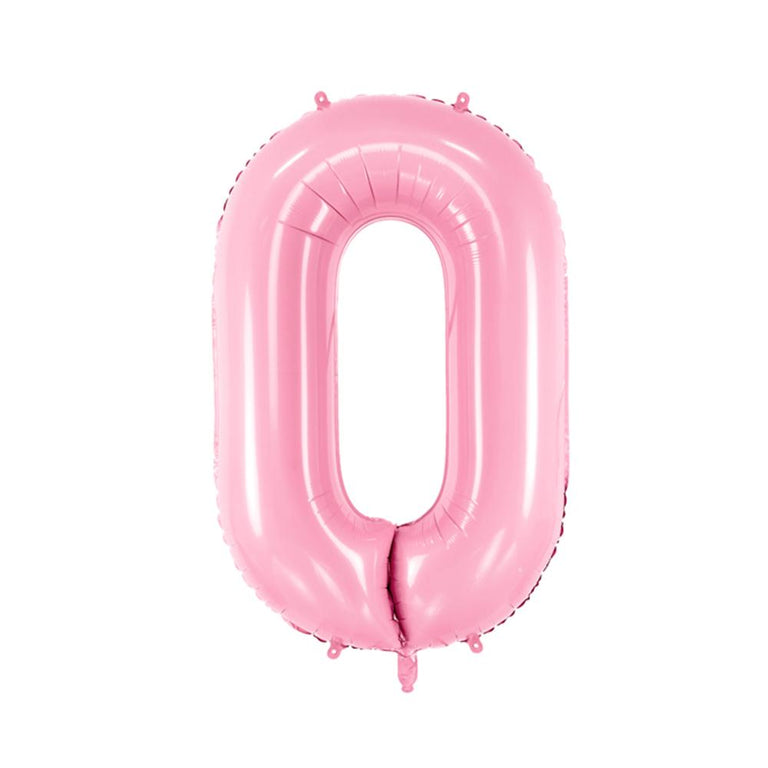 Large Pastel Pink Number 0 Foil Balloon
