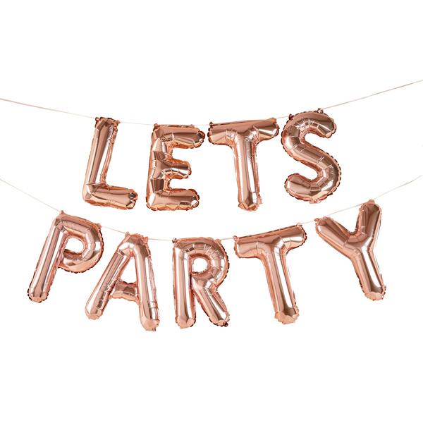 Rose Gold Lets Party Foil Balloon Garland - Set of 1