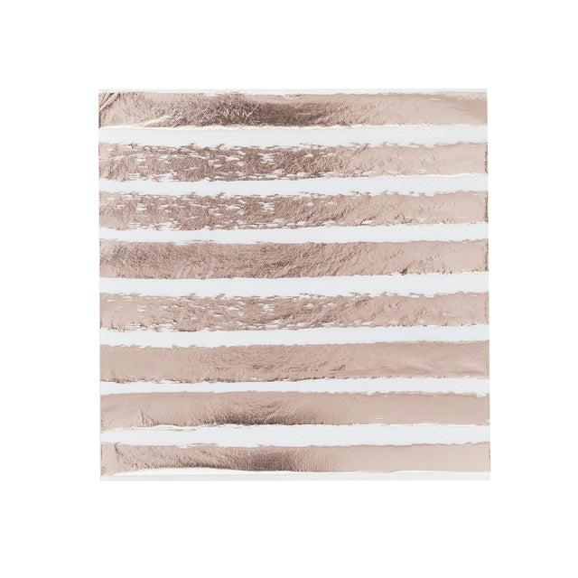 Rose Gold Striped Paper Napkins - Set of 20