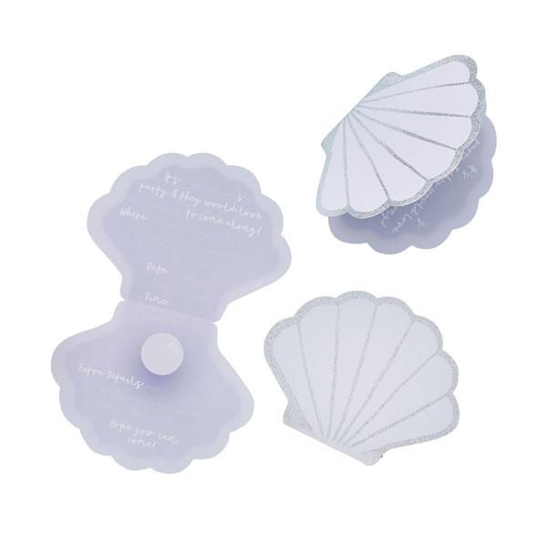 Shell Shaped Party Invitations - Set of 10