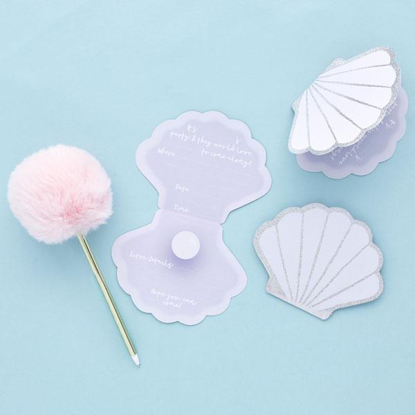 Shell Shaped Party Invitations - Set of 10