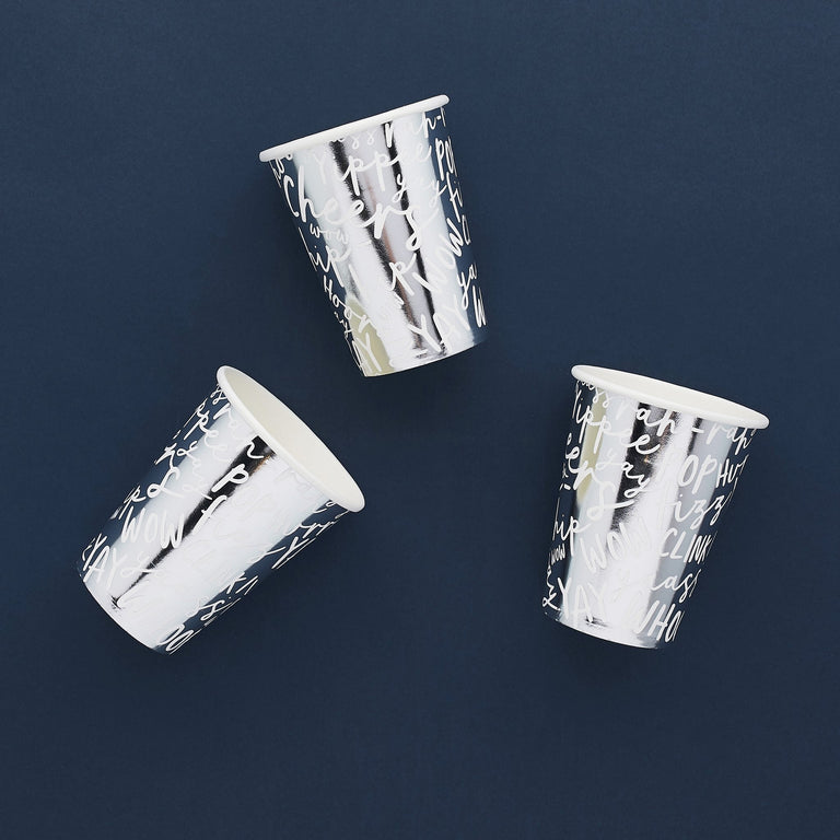 Silver Celebrate Paper Cups - Set of 10