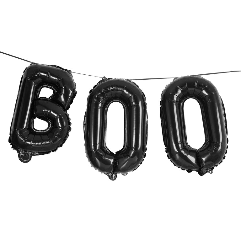 Black Boo 16" Foil Ballon Garland 1m