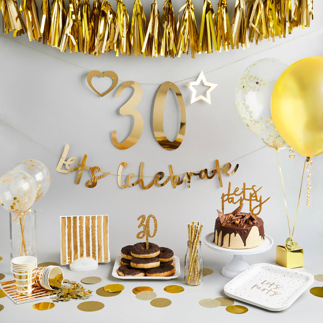 Gold Customisable 'Lets Celebrate' Banner 2m