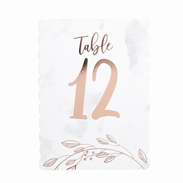 Rose Gold Leaf Table Numbers