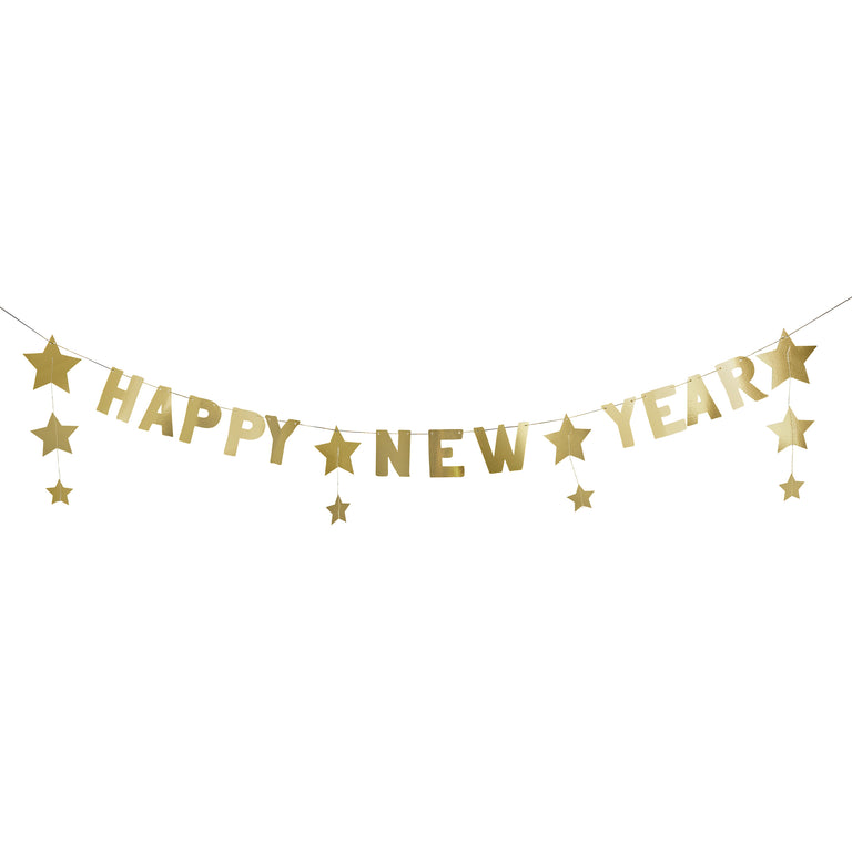 Gold Happy New Year Star Banner 2m