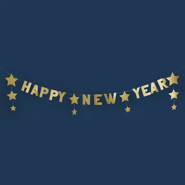 Gold Happy New Year Star Banner 2m