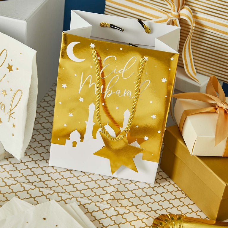 Gold Eid Mubarak Gift Bags - Set of 5
