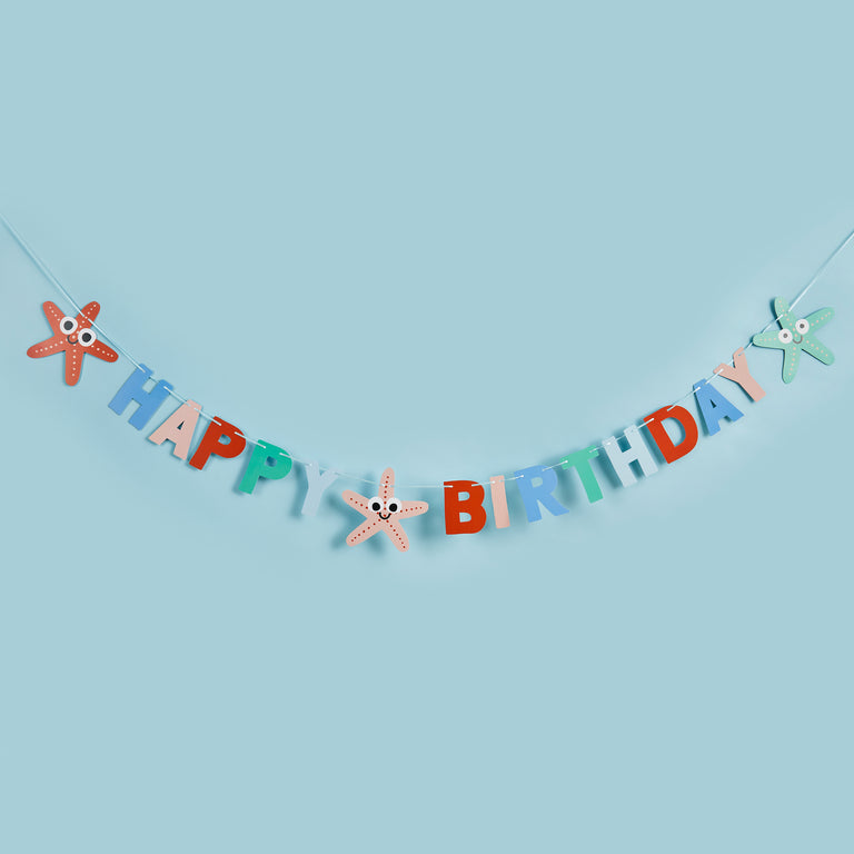 Starfish Happy Birthday Card Banner 2m