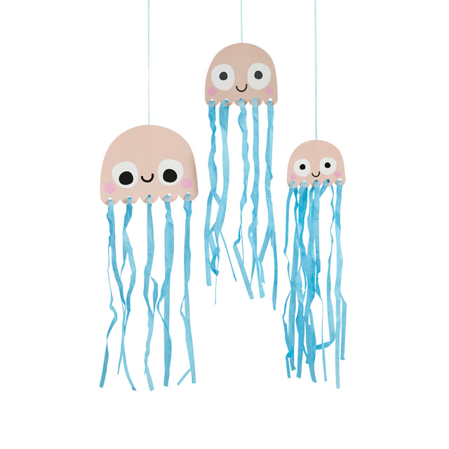 Hanging Jellyfish with Tissue Tassels - Set of 3