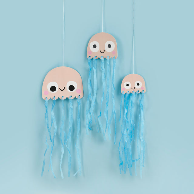 Hanging Jellyfish with Tissue Tassels - Set of 3