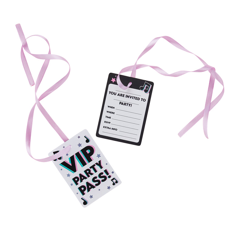 VIP Pass Party Card Invitations - Set of 10