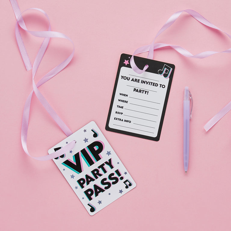 VIP Pass Party Card Invitations - Set of 10